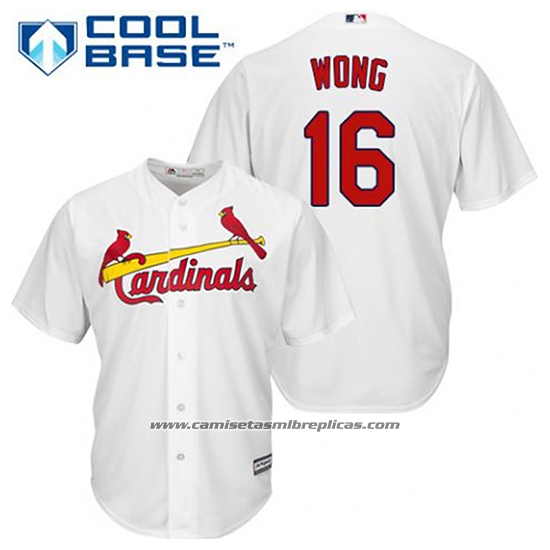 Camiseta Beisbol Hombre St. Louis Cardinals Kolten Wong 16 Blanco Primera Cool Base